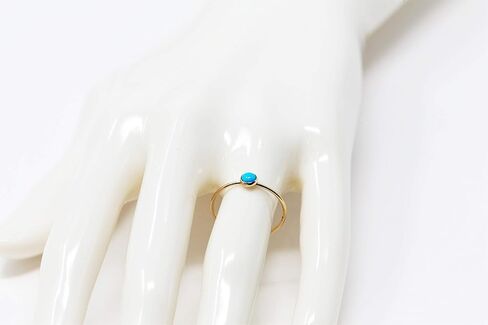 Salish Sea Inspirations 4mm Arizona Turquoise 14K Gold Filled Skinny Ring Sizes 5-8 in Kuwait