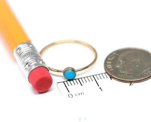 Salish Sea Inspirations 4mm Arizona Turquoise 14K Gold Filled Skinny Ring Sizes 5-8 in Kuwait