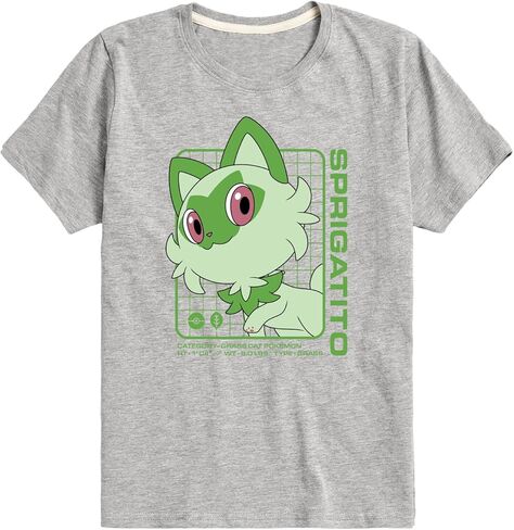HYBRID APPAREL - Pokémon Sprigatito Stats - Kids Short Sleeve Graphic T-Shirt in Saudi Arabia