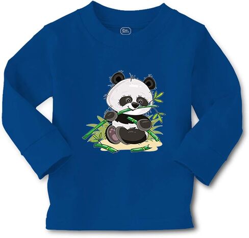 تي شيرت للأطفال بأكمام طويلة من Panda Zoo ملابس قطنية مضحكة للأولاد والبنات تي شيرت برسومات مضحكة تصميم أزرق ملكي فقط 2T in Saudi Arabia
