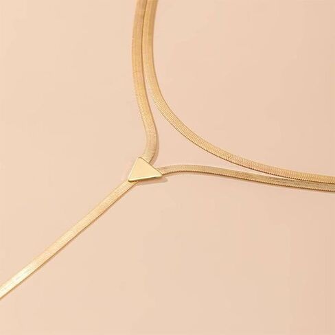 Y2K Gold Layered Choker Necklace for Women Trendy, Statement Long Tassel Snake Chain Y Necklace Vintage Minimalist Prom Party Jewelry Accessories Gift in Saudi Arabia