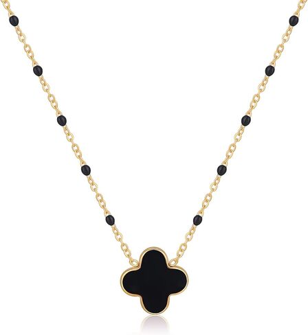 YADUDA Dainty Four Leaf Clover Choker قلادة ملونة صغيرة لطيفة البرسيم قلادة القلائد للنساء 18K مطلية بالذهب الفولاذ المقاوم للصدأ محظوظ 4 أوراق قلادة المجوهرات in Kuwait