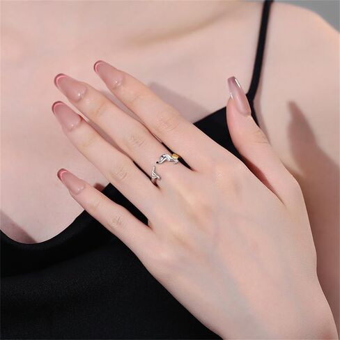 Dachshund Rings for Women 925 Sterling Silver Plated Dachshund Open Ring Cute Adjustable Wiener Dog Ring Comfort Fit Band Animal Puppy Dogs Jewelry Gifts Pet Lovers Birthday Xmas Valentine's Day in Saudi Arabia