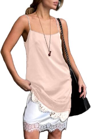 Lace Cami Tops for Women Spaghetti Strap Satin Silk V Neck Tank Top Y2K Coquette Going Out Shirt Tops in Saudi Arabia