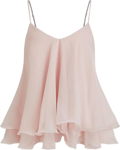 CIDER Y2k Shirt Ruffle Hem Knotted Mesh Cami Top Sleeveless Layered Babydoll Spaghetti Strap Tank Blouses in Saudi Arabia
