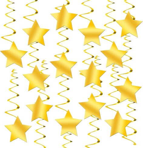 KatchOn, Black and Silver Star Hanging Swirls- Pack of 32 | Black and Silver Party Decorations | Graduation Decorations Class of 2025 | Black and White Party Decorations | Graduation Decorations 2025 in Saudi Arabia