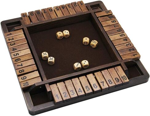 Juegoal Wooden أغلق لعبة الزهر Box لـ 1-6 لاعبين ، وترقية ألعاب لوح الطاولة مع 12 Dice for Kids Adults ، و Classics Portable Classroom Home Party Plour Sets Sets in Kuwait