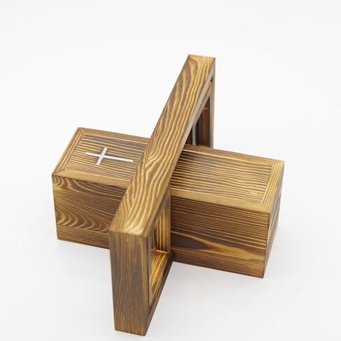 Pet Ash Box,Cross-Shaped Wooden Pet Urn for Dog or Cat Ashes – Coffin-Inspired Memorial Box with Dual Rotating Photo Frames,Solid Wood Keepsake for Pet Loss,Home Decoration & Remembrance Gift in Saudi Arabia