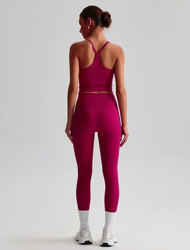 Women 2 Piece Workout Sets Padded Criss Cross Back Crop Tank High Waist Tummy Control Active Leggings Sets Yoga Outfit in Saudi Arabia