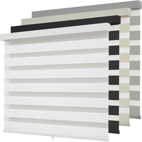 Cordless Zebra Blinds for Windows,Free-Stop Roller Zebra Shades,Light Filtering Blinds for Indoor windows with Upgraded Cassette,Pull Down Privacy Window Shades for Home (34" W x 72" H, White) in Saudi Arabia