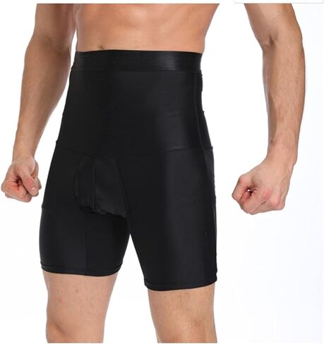 Men's Shapewear Boxer Briefs Hi-Waist Tummy Tuck Body Shaper Shorts Panties Long Leg Underwear for Men (Color : Black, Size : XL/X-Large) in Kuwait