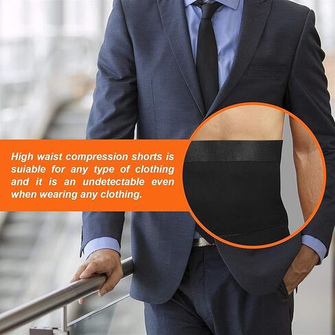 Men's Shapewear Boxer Briefs Hi-Waist Tummy Tuck Body Shaper Shorts Panties Long Leg Underwear for Men (Color : Black, Size : XL/X-Large) in Kuwait