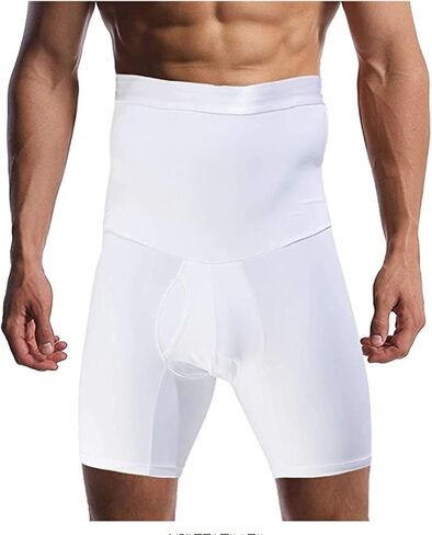 Men's Shapewear Boxer Briefs Hi-Waist Tummy Tuck Body Shaper Shorts Panties Long Leg Underwear for Men (Color : Black, Size : XL/X-Large) in Kuwait