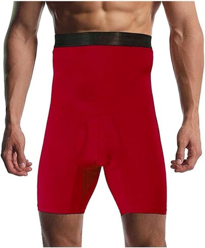 Men's Shapewear Boxer Briefs Hi-Waist Tummy Tuck Body Shaper Shorts Panties Long Leg Underwear for Men (Color : Black, Size : XL/X-Large) in Kuwait