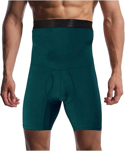 Men's Shapewear Boxer Briefs Hi-Waist Tummy Tuck Body Shaper Shorts Panties Long Leg Underwear for Men (Color : Black, Size : XL/X-Large) in Kuwait