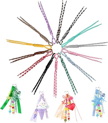 14 Pieces Colorful Paracord Keychain Bag Charms, Braided Rope Key Chain Backpack Handbag Decoration Accessories Paracord Bag Rope Keychain for Purse in Saudi Arabia