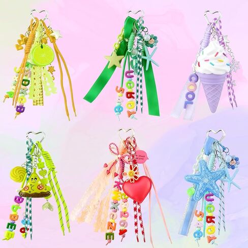 14 Pieces Colorful Paracord Keychain Bag Charms, Braided Rope Key Chain Backpack Handbag Decoration Accessories Paracord Bag Rope Keychain for Purse in Saudi Arabia