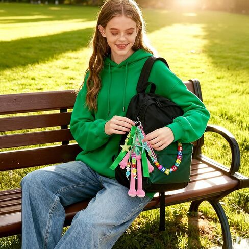 14 Pieces Colorful Paracord Keychain Bag Charms, Braided Rope Key Chain Backpack Handbag Decoration Accessories Paracord Bag Rope Keychain for Purse in Saudi Arabia