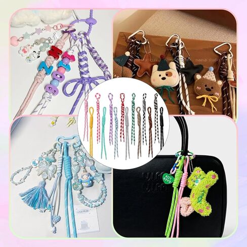 14 Pieces Colorful Paracord Keychain Bag Charms, Braided Rope Key Chain Backpack Handbag Decoration Accessories Paracord Bag Rope Keychain for Purse in Saudi Arabia