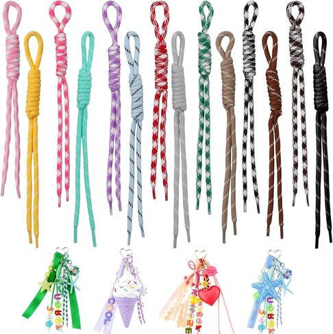 14 Pieces Colorful Paracord Keychain Bag Charms, Braided Rope Key Chain Backpack Handbag Decoration Accessories Paracord Bag Rope Keychain for Purse in Saudi Arabia