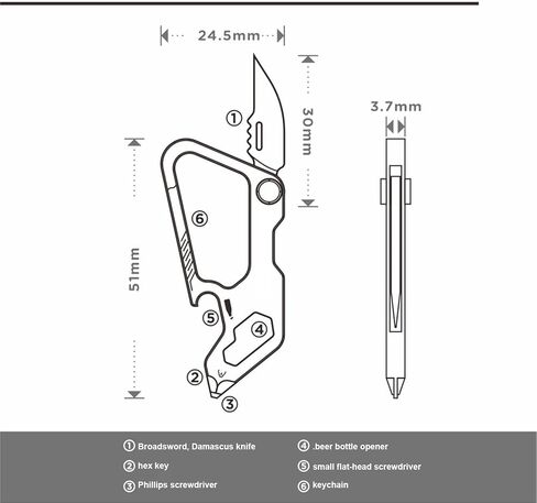 Titanium Carabiner Keychain, Quick Release Key Holder with Key Ring, EDC Multi-Tool Opener (Titanium A2) in Saudi Arabia