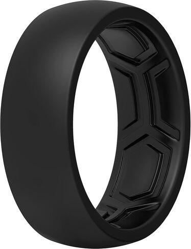 ThunderFit Silicone Rings for Men, Breathable Patterned Design Rubber Wedding Engagement Bands 8.7mm Wide 2.2mm Thick - 1/4/7 Variety Multipack in Saudi Arabia