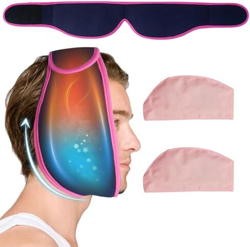 غلاف حزمة ثلج للوجه لـ TMJ، أسنان الحكمة، لف الفك WORLD-BIO مع 4 عبوات جل علاجية باردة ساخنة قابلة لإعادة الاستخدام للرأس والذقن وجراحة الفم والوجه، وتخفيف الألم للتورم والإصابات وزراعة الأسنان in Kuwait