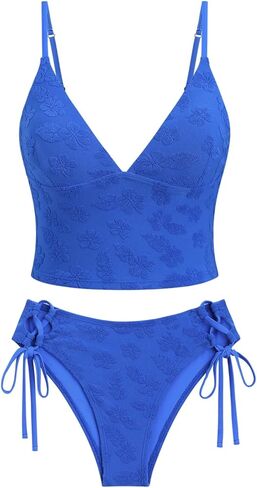 seamoly Colorblock Stripes Tie Side Tankini Set in Saudi Arabia