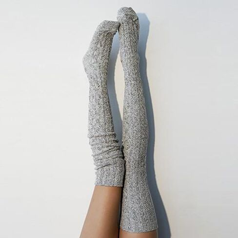 Cozy Thigh High Socks for Women, Over the Knee Socks Soft Stretchy Over-the-Knee Warm Stockings, Elegant Textured Design in Saudi Arabia