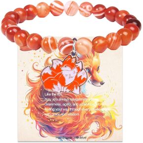 Fox Gifts Fox Charm Bracelet Agate Jewelry for Women Fox Granddaughter Daughter Niece Birthday Gifts in Kuwait