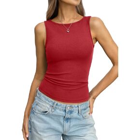 Women Cotton Ribbed Tank High Neck Sleeveless Shirts Basic Summer Going Out Top Cute Slim Fitted Clothes 2026 in Kuwait