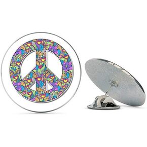 علامة السلام الأزهار لطيف الهبي المعادن 0.75 "طية صدر السترة قبعة دبوس التعادل تك Pinback in Kuwait