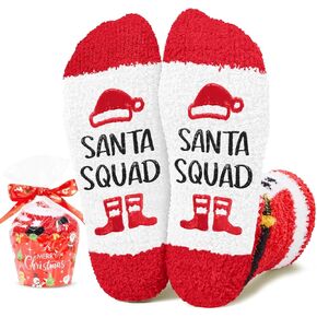 HAPPYPOP Christmas Gifts Stocking Socks - Fuzzy Xmas Santa Socks Elf Stocking for Women Men in Saudi Arabia