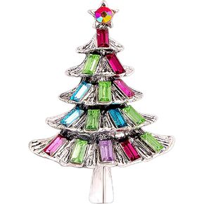 Christmas Tree Brooch Pins for Women Pink Crystal Christmas Tree Pin Rhinestone Corsage Christmas Jewelry Creative Gifts in Saudi Arabia