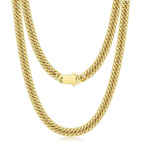 5MM/7MM/9MM Cuban Link Chain for Men Boys with Push-Lock Clasp, Thick 18K Gold Plated Stainless Steel Chains for Men, Cool Mens Necklace Chain 18/20/22/24/26 Inch in Saudi Arabia