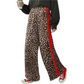 Women's Cheetah Leopard Pants Elastic Waist Wide Leg Baggy Sweatpants Y2k Rave Trousers Streetwear in Kuwait