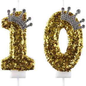 10 شمعة عيد ميلاد، شموع الكيك العاشرة، شموع عيد ميلاد رقم 10 لتزيين الجزء العلوي للكيك، أسود in Kuwait