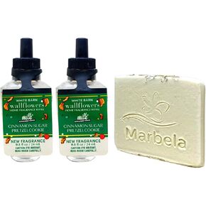 Bath & Body Works Cinnamon Sugar Pretzel Cookie 2 Wallflowers Home Fragrance Refill Bulbs with a Natural Oats Sample Soap in Saudi Arabia