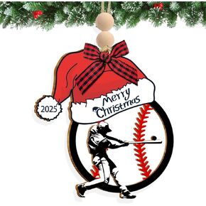 Baseball Christmas Ornament,2025 Baseball Ornaments for Christmas Tree,Wooden Baseballs Gifts for Boys 12-14,Players, Coaches, Personalized Sports Decoration Holiday Present in Saudi Arabia