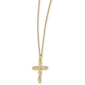 10k Tri-Color Gold Black Hills Gold Cross Necklace 20x14mm 18 Inches in Kuwait