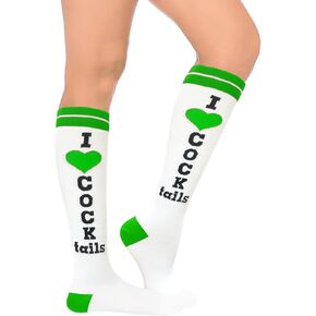 جوارب طويلة للركبة للسيدات مرحة I Love Cocktails، جوارب أنبوبية رياضية، هدية مبتكرة لعيد الميلاد، الفيل الأبيض، الحفلات in Kuwait