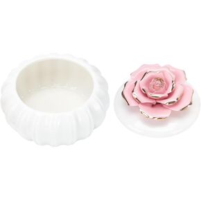 VANZACK Ceramic Jewelry Box with Lid Large Capacity Porcelain Organizer Rose Pattern Decorative Storage for Home Travel and in Saudi Arabia