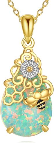 Solid 14K Gold Sea Turtle Necklace for Women, Real Gold Wave Teardrop Pendant Necklaces with Blue Opal, Mother's Day Birthday Christmas Ocean Jewerly Gifts for Mother Grandma, 16"+2" in Kuwait