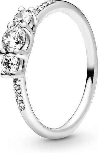 PANDORA Jewelry Clear Three-Stone Cubic Zirconia Ring in Sterling Silver, Size 4.5, No Box in Saudi Arabia