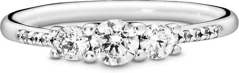 PANDORA Jewelry Clear Three-Stone Cubic Zirconia Ring in Sterling Silver, Size 4.5, No Box in Saudi Arabia