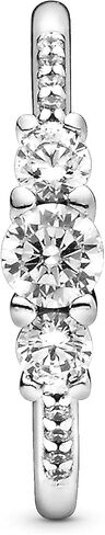 PANDORA Jewelry Clear Three-Stone Cubic Zirconia Ring in Sterling Silver, Size 4.5, No Box in Saudi Arabia
