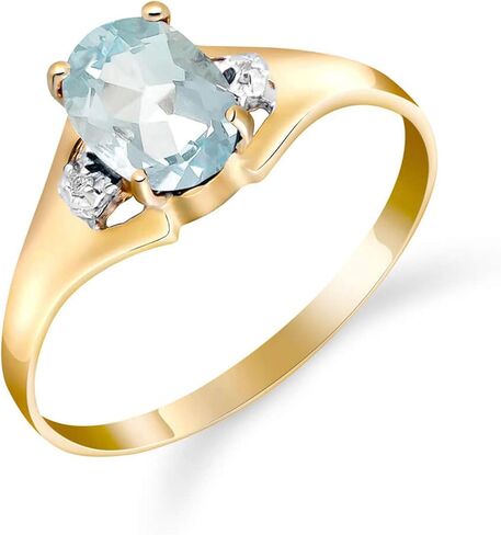Galaxy Gold GG 0.76 Carat 14k Solid Gold Ring with Genuine Diamonds and Natural Oval-shaped Aquamarine in Saudi Arabia