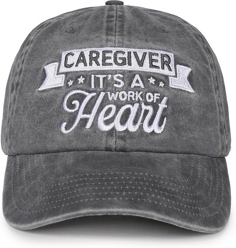 InnoBeta Caregiver Gifts Cap for Women - Adjustable Vintage Washed Cotton Embroidered Hat - Appreciation Thank You for Birthday, Christmas - Grey in Saudi Arabia