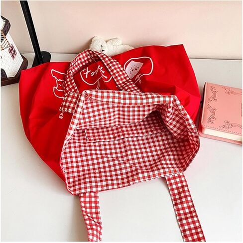 Womens Apple Canvas Tote Bag Y2k Whimsy Twee Accessories Funky Fruit Purse Charm Whimsical Lace Shoulder Handbag in Saudi Arabia