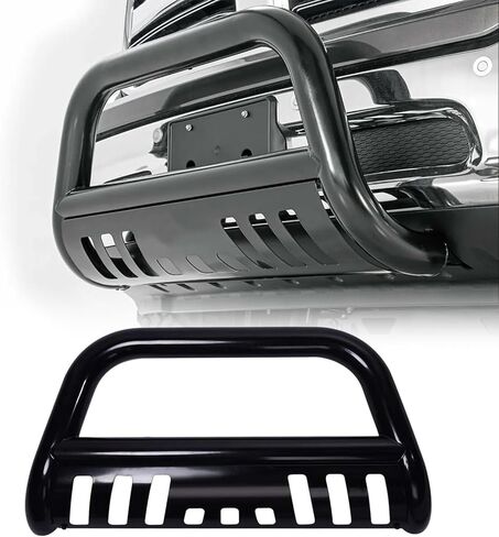 استبدال واقي شبكة المصد الأمامي من Bull Bar لـ Chevy Silveardo 2019-2024، Bull Bar مناسب لـ 2019-2023 GMC Sierra 1500، 3 "Bull Bar Grille من الفولاذ المقاوم للصدأ الكروم مع لوحة انزلاقية in Kuwait